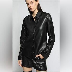 The Range PLUSH VEGAN LEATHER SEAMED SHIRT